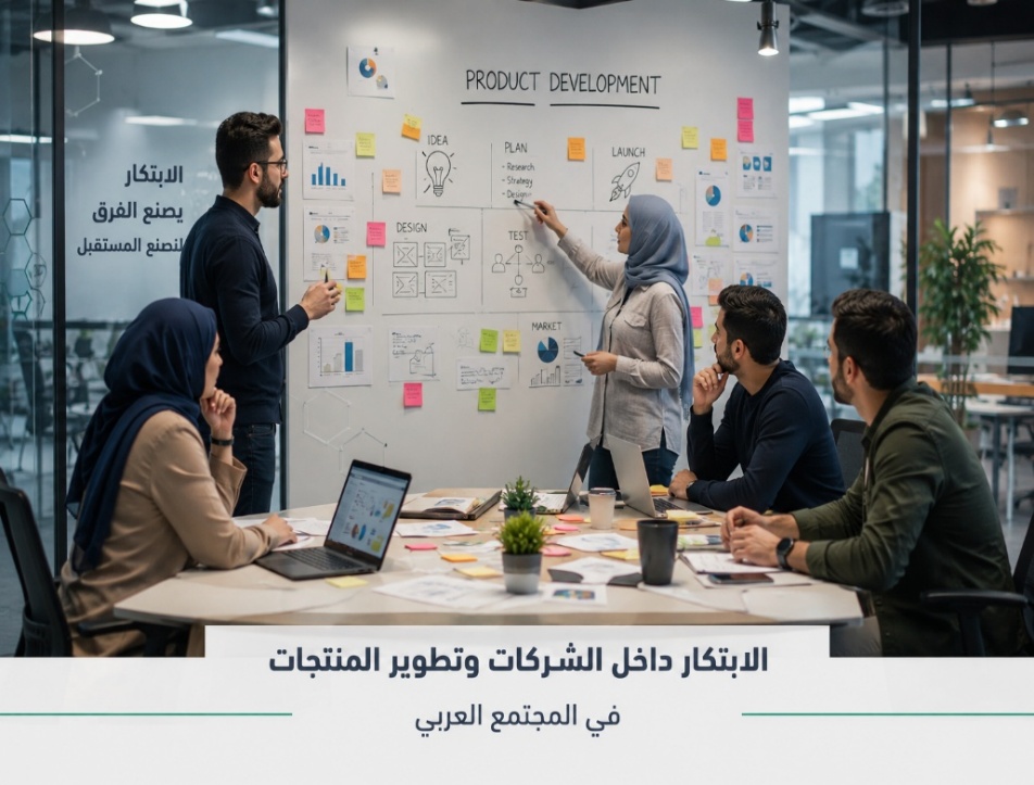 فريق عمل يناقش تطوير منتج جديد باستخدام أساليب الابتكار المستمر